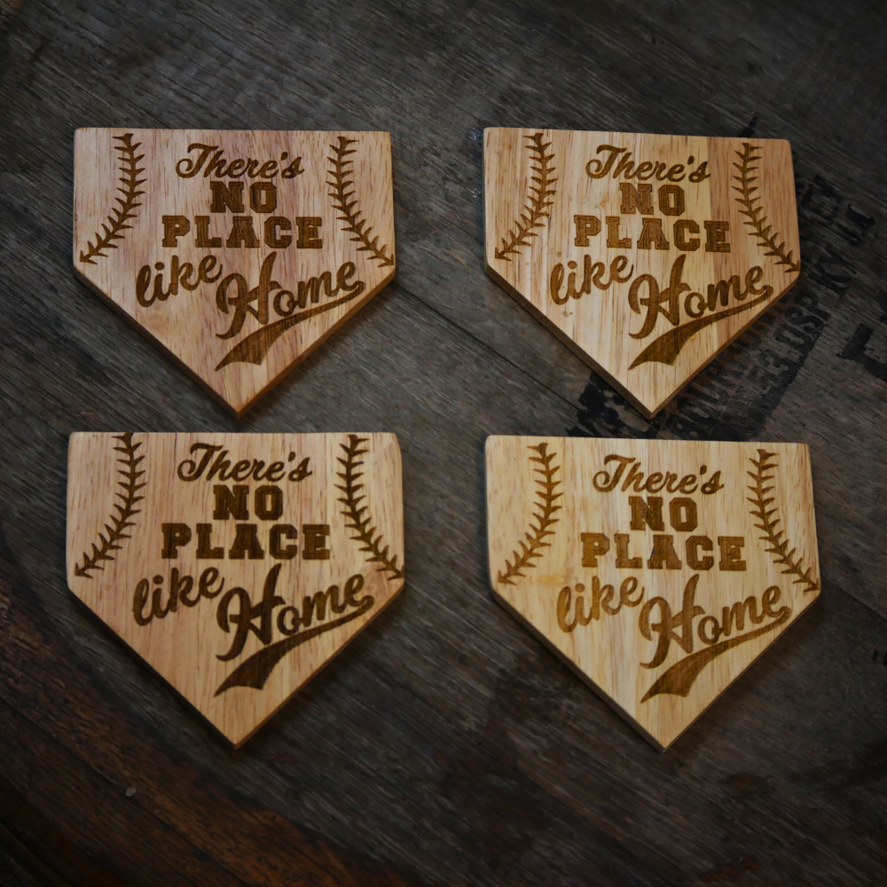 There's No Place Like Home Dugout Mug® | 4 Pack Wooden Coaster Set