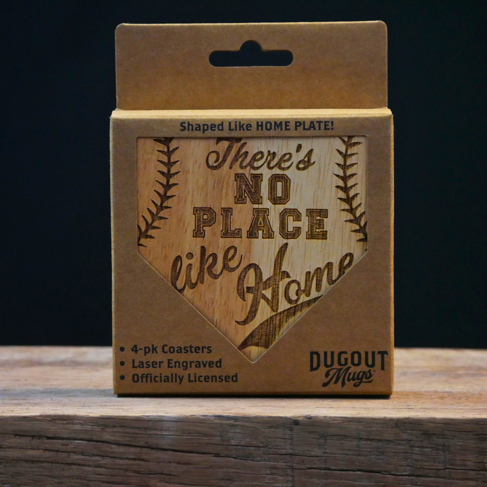 There's No Place Like Home Dugout Mug® | 4 Pack Wooden Coaster Set