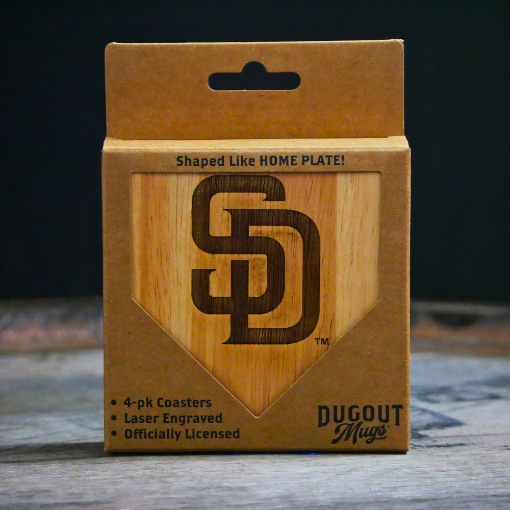 San Diego Padres "SD" Dugout Mug® | 4 Pack Wooden Coaster Set