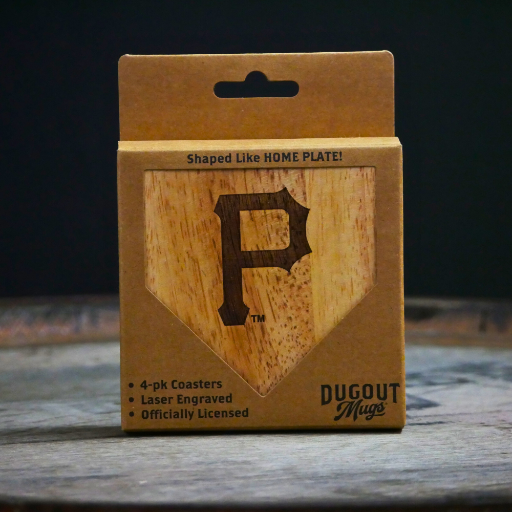 Pittsburgh Pirates "P" Dugout Mug® | 4 Pack Wooden Coaster Set