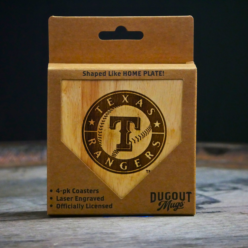 Texas Rangers Dugout Mug® | 4 Pack Wooden Coaster Set