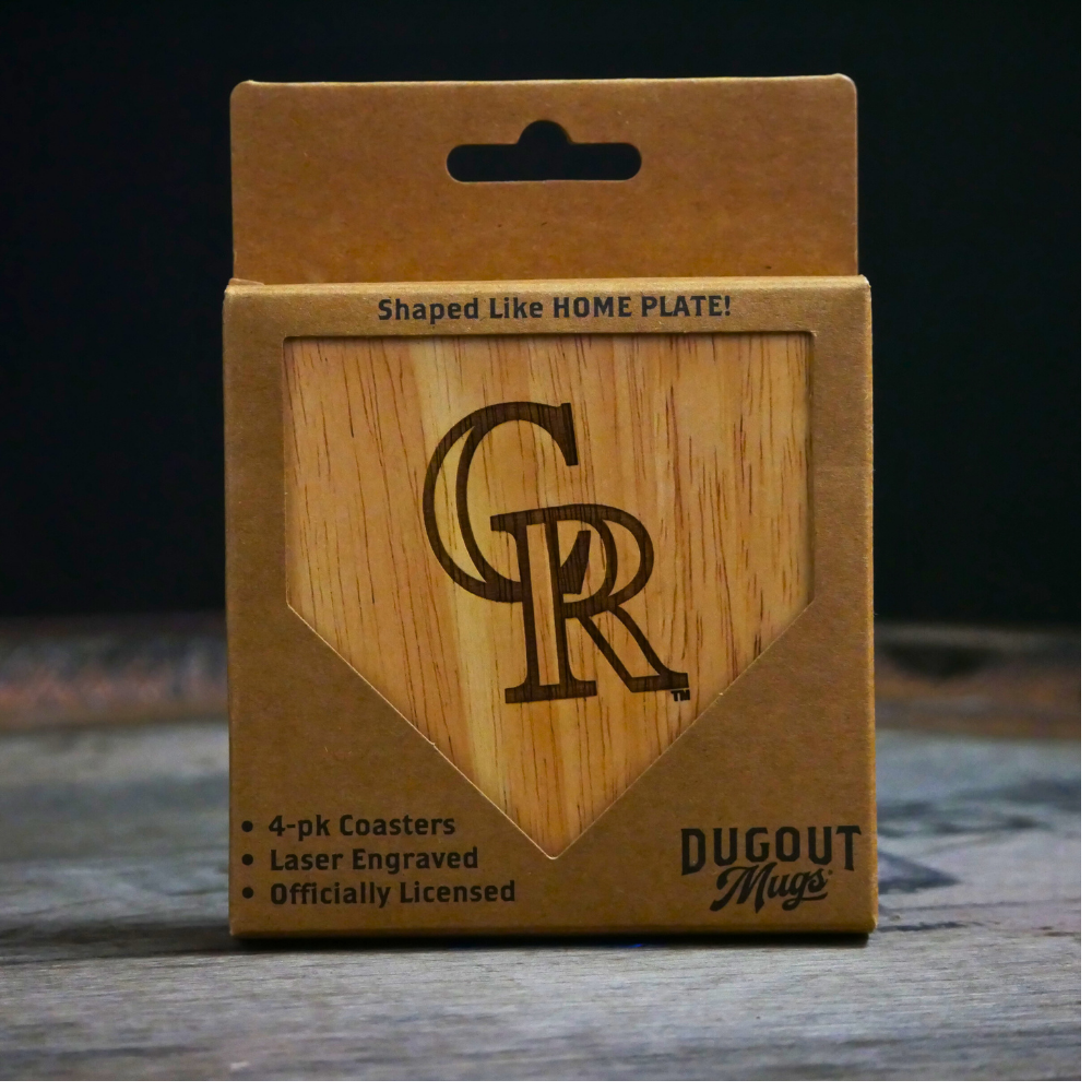 Colorado Rockies "CR" Dugout Mug® | 4 Pack Wooden Coaster Set