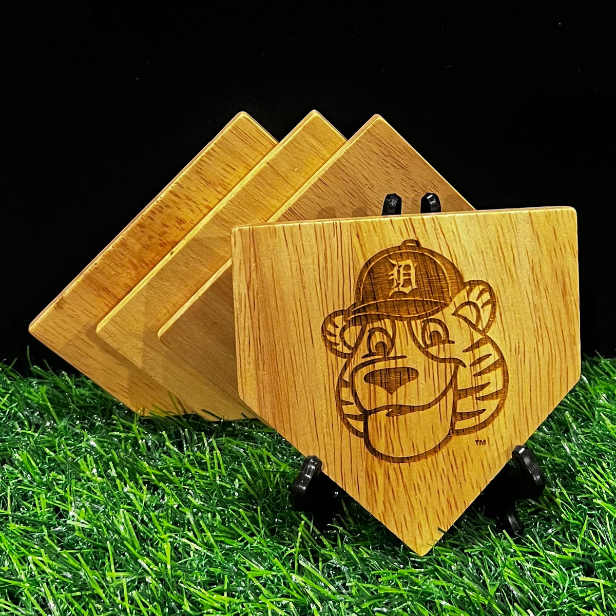 ALL 30 TEAMS - Wooden MLB Home Plate Coasters - MASCOT EDITION