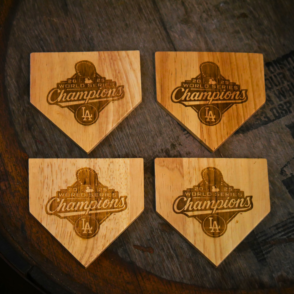 2025 Los Angeles Dodgers World Series Champions Dugout Mug® | 4 Pack Wooden Coaster Set