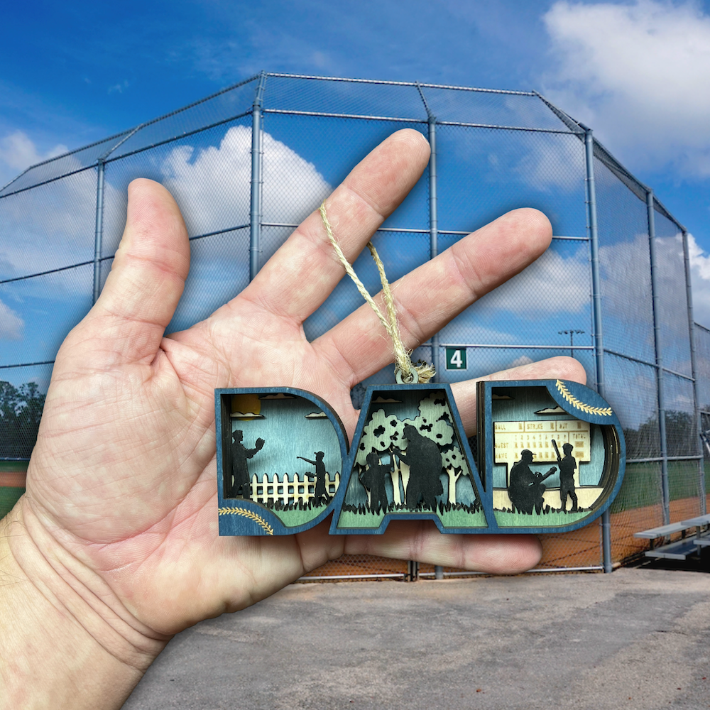 Baseball Dad Christmas Ornament | 3D Wooden Keepsake