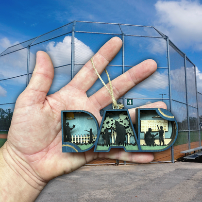 Baseball Dad Christmas Ornament | 3D Wooden Keepsake
