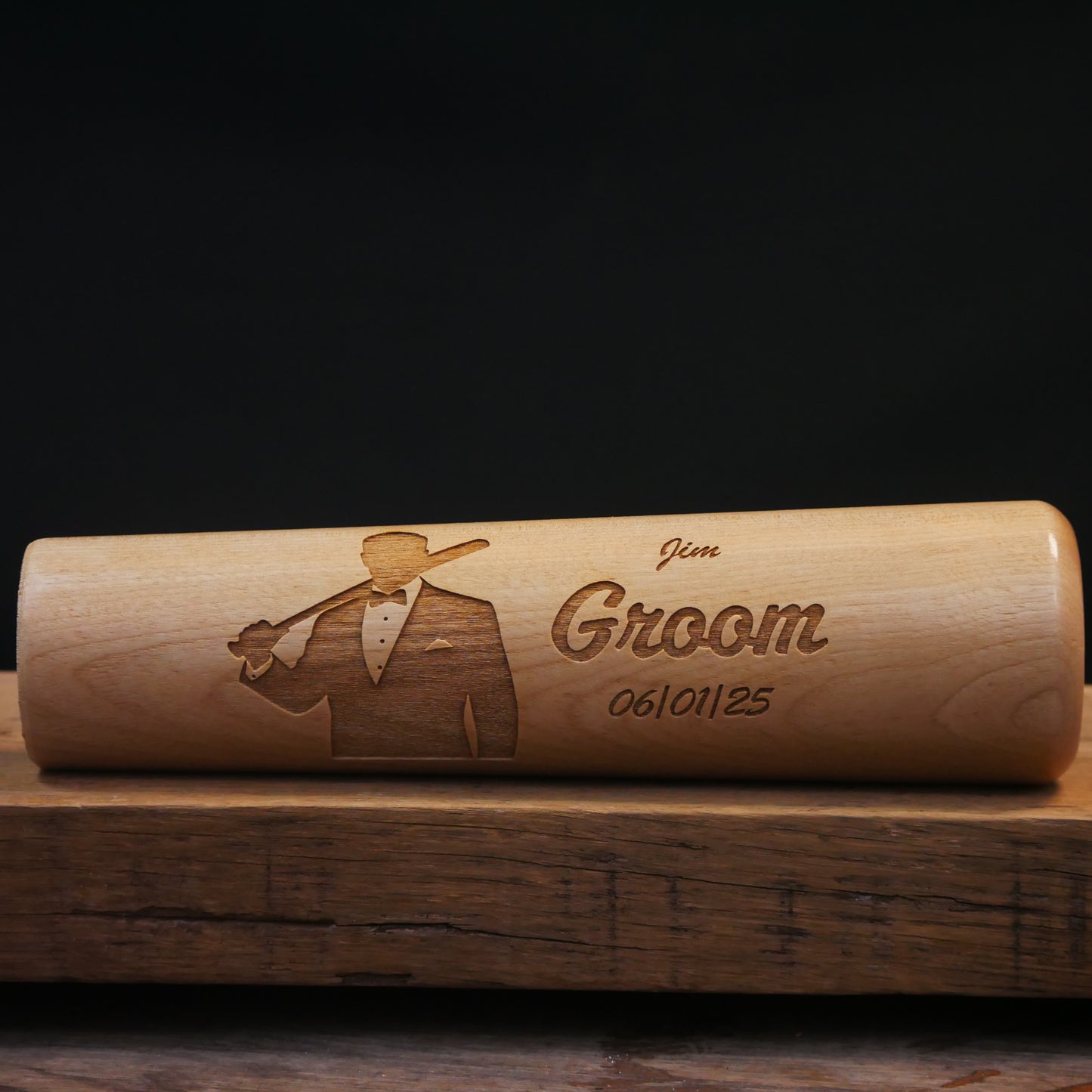 Groomsman Gift - Custom Tuxedo With Bat | Baseball Bat Dugout Mug® Landscape