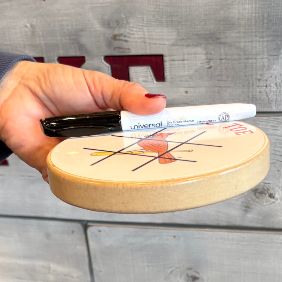 Los Angeles Angels Portable Dry Erase Game Board - 6.5" Double-Sided Wooden Tic Tac Toe Travel Set with Marker & Bag