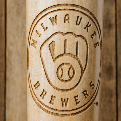 baseball bat mug Milwaukee Brewers close up