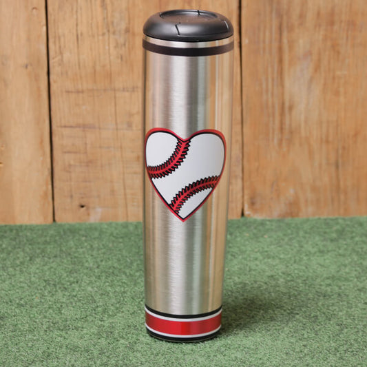 Hearts with Laces Metal Dugout Mug® | Stainless Steel Baseball Bat Mug